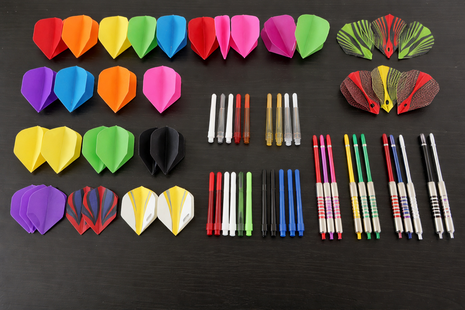 Différents composants d'une fléchette